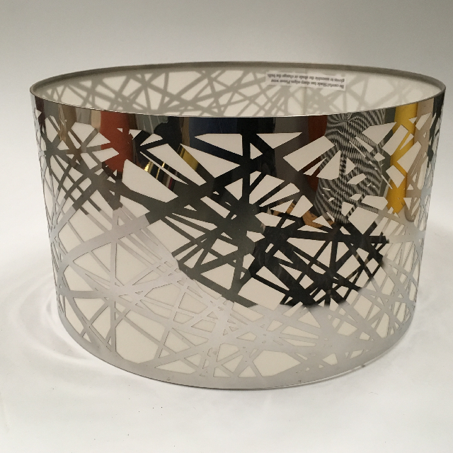 LAMPSHADE, Contemp (Large) - Drum, Chrome Crosshatch